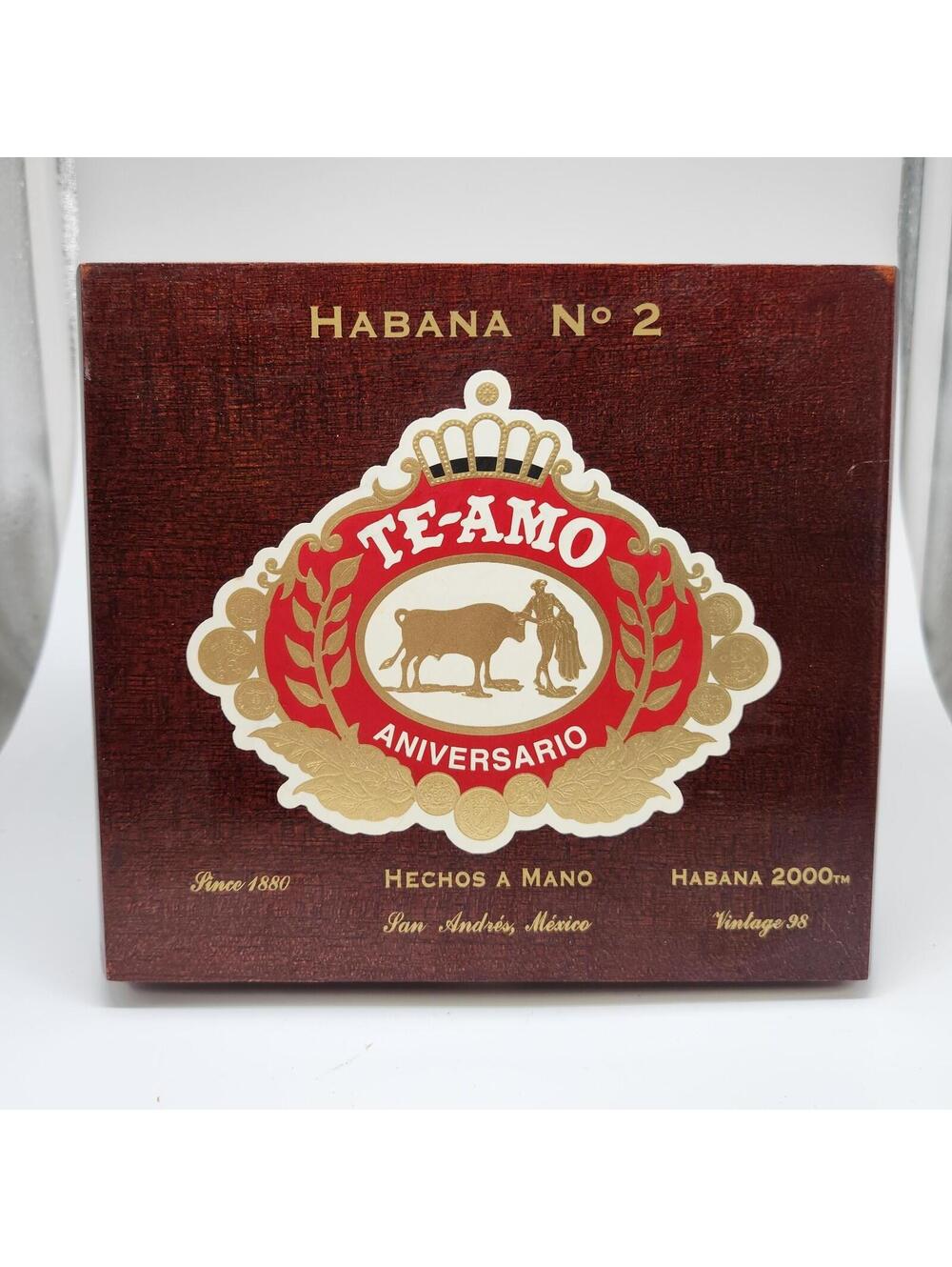 Te-Amo Habana No 2 Aniversario Empty Wooden Cigar Box Mexico